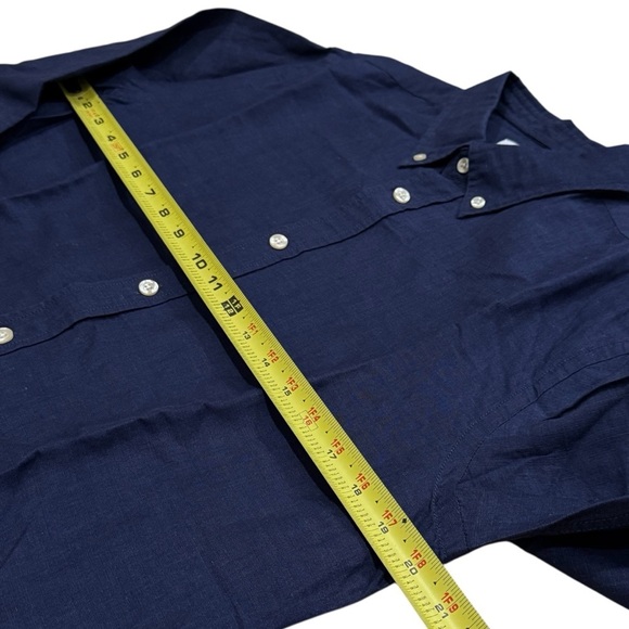 J. Lindeberg Indigo Button-up Linen Blend Long Sleeve Coastal Casual Chic Size M - Picture 9 of 10